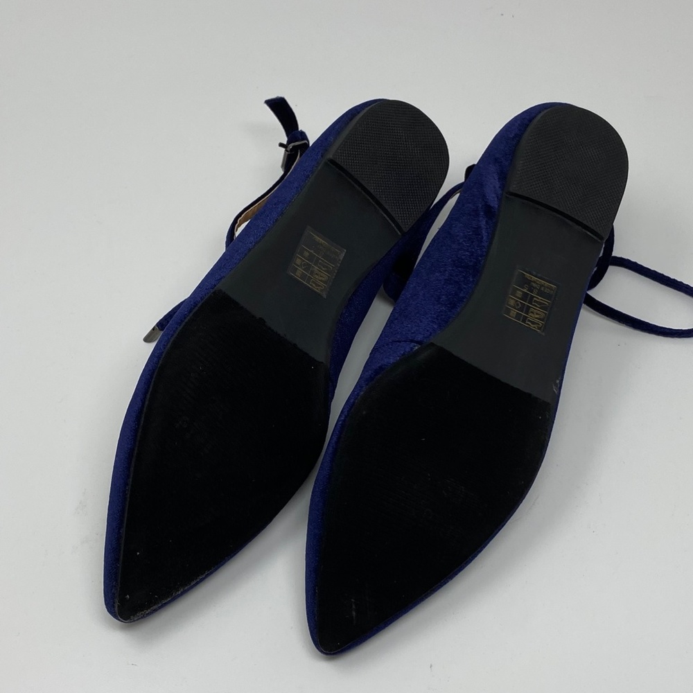 Yoki Womens Urban-80 Ankle Tie T-Strap Flats Shoes Navy Blue Velvet 7 7.5 8.5 - Picture 5 of 12